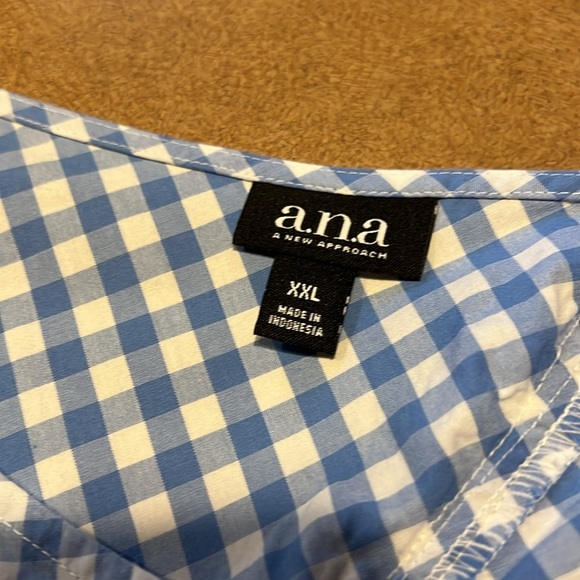 Ana blouse, size XXL. Blue and white gingham. - Picture 3 of 3
